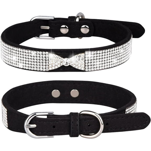 Rhinestones Bling Dog Cat Collars with Diamond Bowtie Decoration for Small Medium Pet Dogs