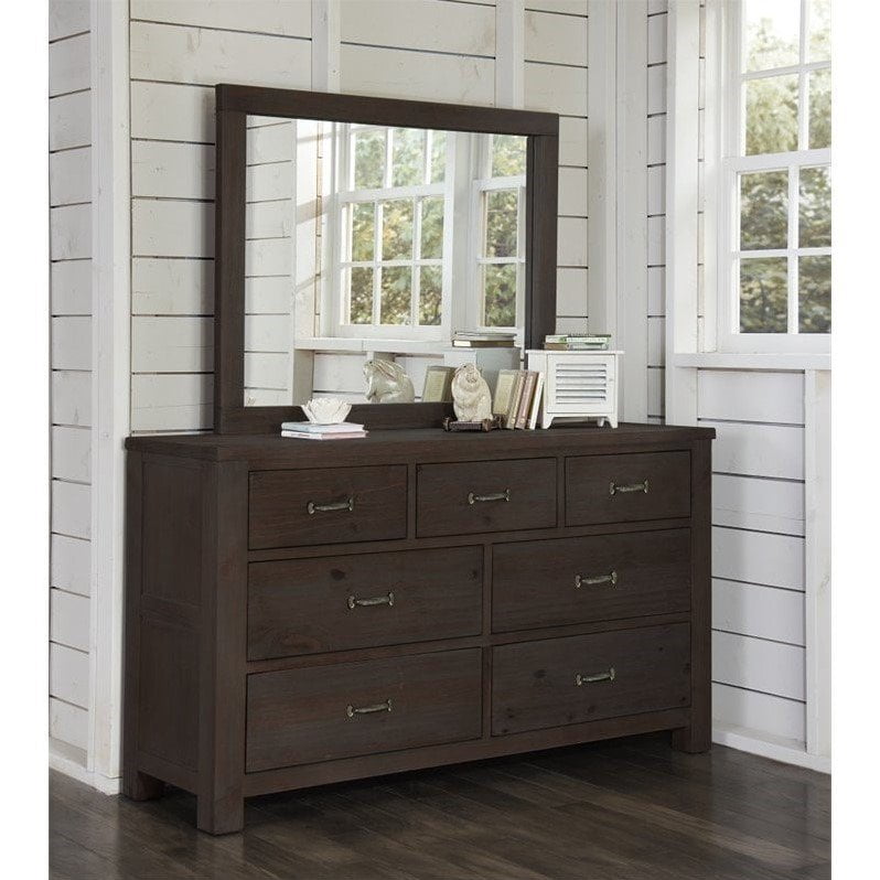 NE Kids Highlands 7 Drawer Dresser with Mirror in Espresso Walmart
