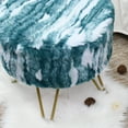 thumbnail image 5 of Home Soft Things Jacquard Faux Fur Round Ottoman - Deep teal - 18" x 18" x 18", 5 of 9