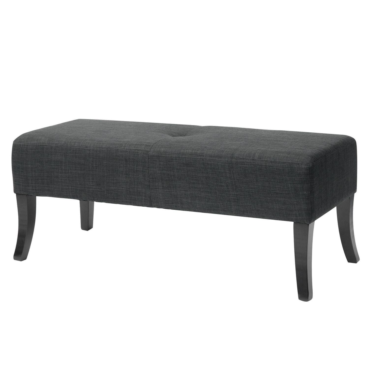 CorLiving Antonio 46" Wide Fabric Upholstered Indoor Bench with Curved Wood Legs, Dark Grey