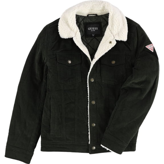 GUESS Mens Sherpa Trim Bomber Jacket, Brown, Medium