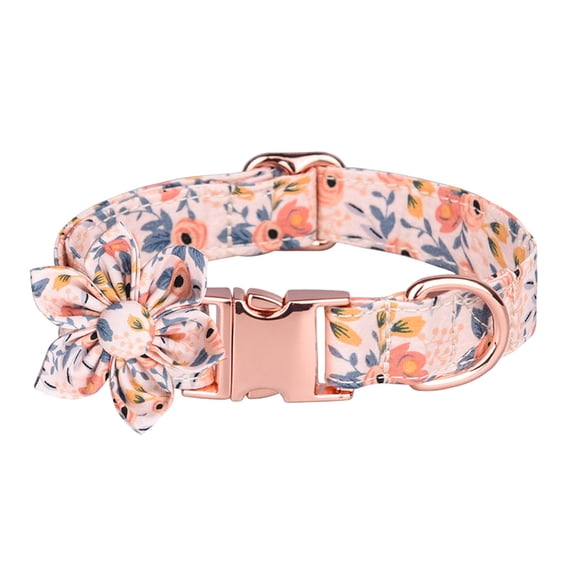 Floral Bow Tie Adjustable Dog Collar with Secure Metal Buckle for Puppy Small Medium and Large Breed
