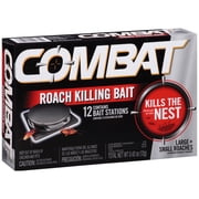 Combat Roach Killing Bait Stations for Small and Large Roaches, No Mess or Odor, 12 Count