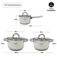 thumbnail image 3 of Bateria de Cocina Kaiserhoff-Queen Sense Acero Inoxidable Antiadherente Set 12 Piezas Plateado, 3 of 6