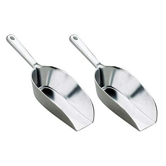 HIC Kitchen Flat Bottom Food Utility Scoop, 7.5-Inch, 185-Millimeter, Set of 2, Commercial-Grade Anodized Cast Aluminum
