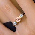 thumbnail image 4 of Gem Stone King 925 Sterling Silver and 10K Yellow Gold Morganite Peach Zirconia 3 Stone Engagement Ring for Women (2.23 Cttw, Cushion Cut 6MM and 4MM, Available in Size 5, 6, 7, 8, 9), 4 of 4