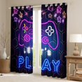 thumbnail image 2 of jejeloiu Modern Gamer Gaming Curtains Pack of 2 (42x84 Each),Cartoon Console Game Curtains Blackout,Purple Blue Black Bedroom Curtains For Boys Teens,Ultra Soft Home Decor, 2 of 6