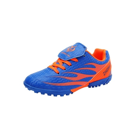 

Tenmix Unisex Training Non Slip Football Shoes Fold-resistant Short Nails Kids Outdoor Lightweight Round Toe Soccer Cleats Blue 4Y