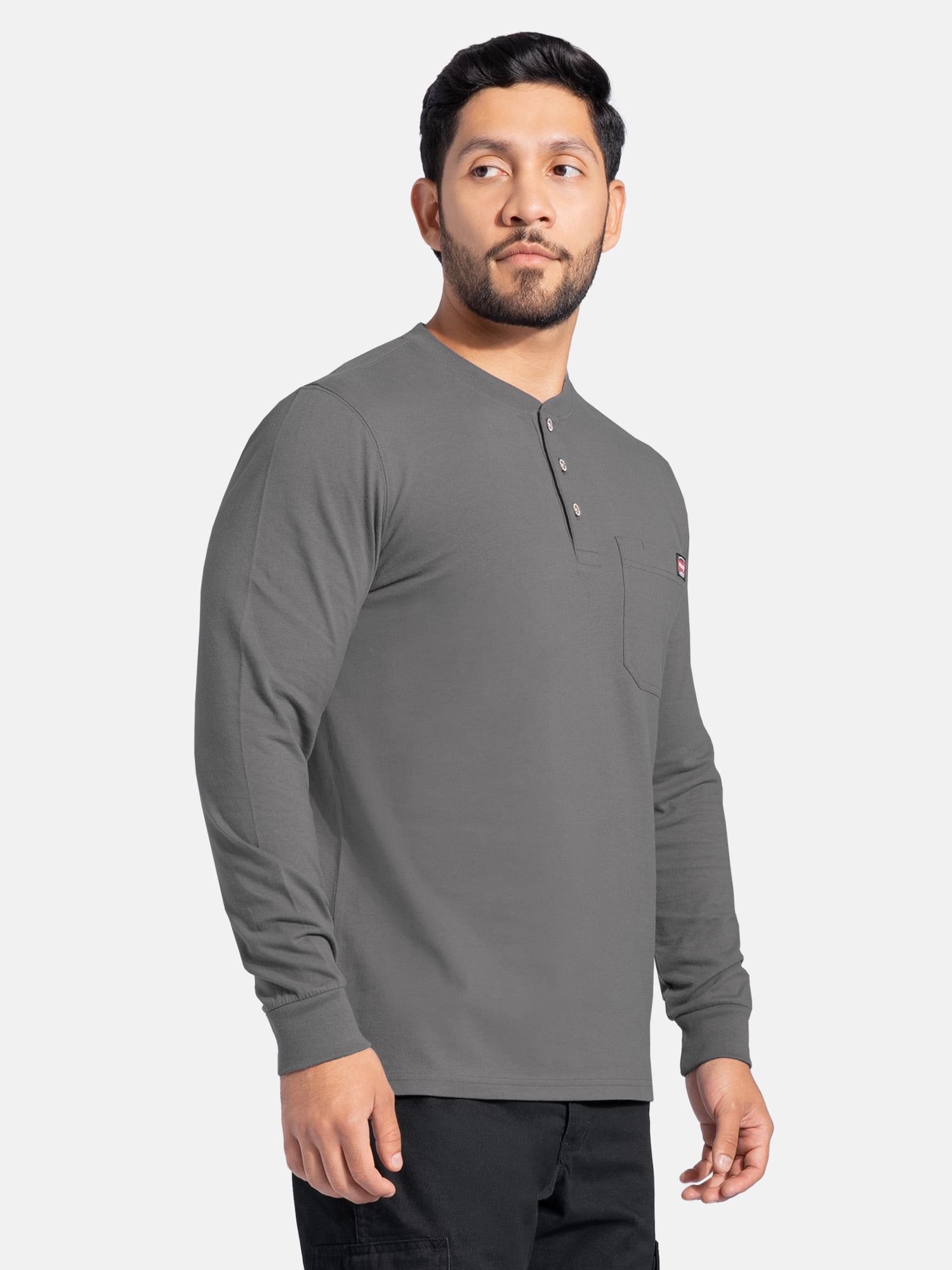 Wrangler Workwear Men's Heavyweight Long Sleeve Henley Pen Pocket Shirt, Size S-3XL