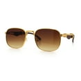 thumbnail image 4 of Mens Luxury Oversize Wood Buff Rectangle OG Gangster Sunglasses Gold Brown - Brown, 4 of 7