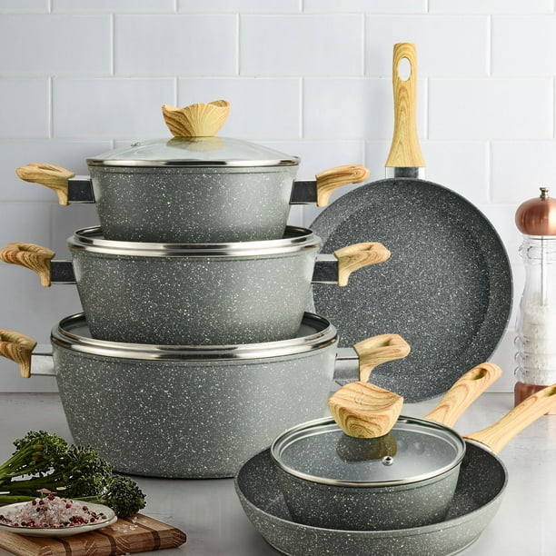 Juego de sartenes antiadherentes de piedra Maifan, olla para sopa de leche, utensilios de cocina para el hogar, cocina electromagnética, cocinas de gas universales