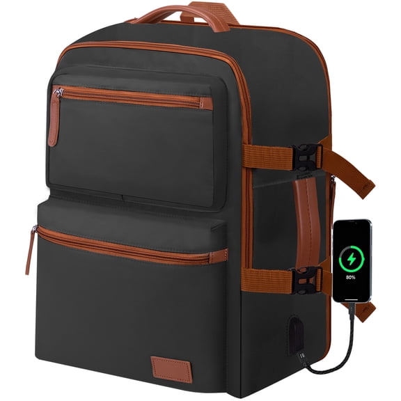 stillithou Waterproof Women Laptop Backpack with USB Charging Port - 15.6 Inch Men Travel Backpack Carry on Flight Approved, Large Carry on Backpack for Travel, Work, Hiking, Weekender, Black