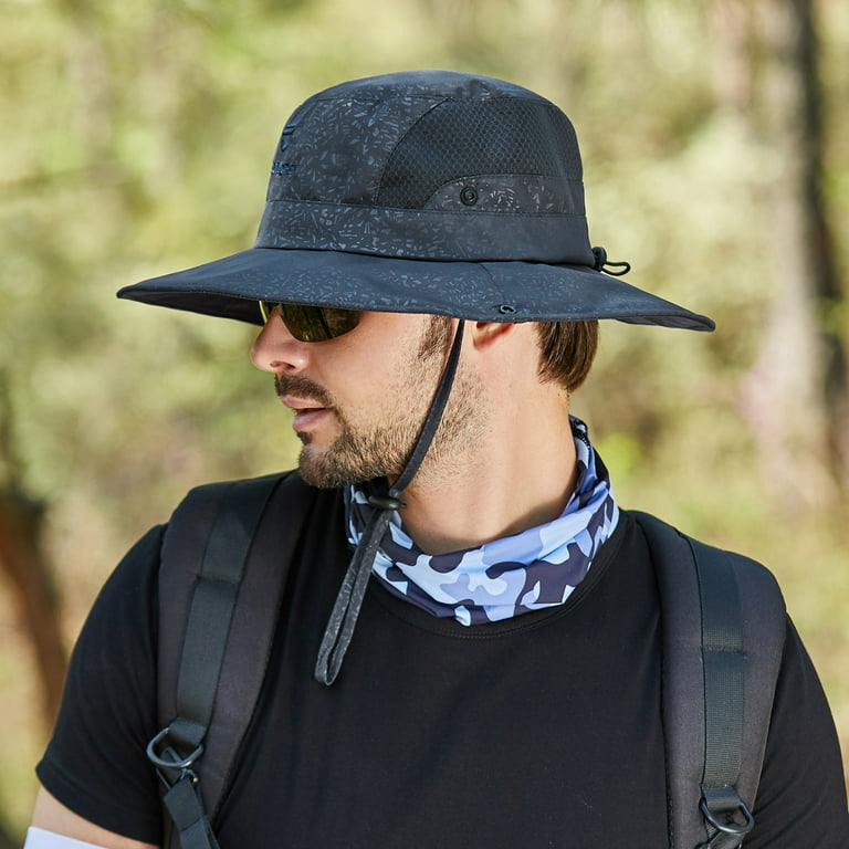 Men Mountaineering Fishing Solid Color Hood Rope Outdoor Shade Foldable  Casual Breathable Bucket Hat Vintage Mens Bucket Hats Cool Bucket Hats for  Men Designs Beach 