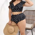 thumbnail image 7 of TaTaai 2026 New Women's Plus Size Polka Dot Bikini Set V Neck Ruffle Two Piece Swimwear Oversized Slimming Bathing Suit for Summer Pool Party Gift, 7 of 7
