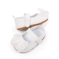 thumbnail image 3 of Baby Girls Mary Jane Flat Shoes with Lace Bowknot Soft Sole Walking Shoes Breathable Canvas Shoes White 3 Infant, 3 of 6