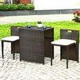 thumbnail image 5 of Gymax 3 PCS Cushioned Wicker Patio Furniture Set Seat Sofa Outdoor No Assembly Brown, 5 of 9