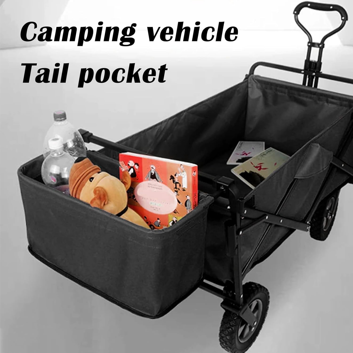 Handcart Rear Bag, Storage Bag for Beach Trolley, Foldable for Universal Wagon Basket, Trolley Accessories Removable