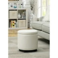 thumbnail image 1 of Designs4Comfort Pouf Rond d'Appoint avec Rangement en Similicuir Ivoire Blanc, 1 of 10