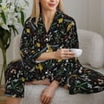 thumbnail image 4 of Goofa Wasp and Florals Printed Women’s 2 Piece Pajama Set Super,Pajamas Women's Long Sleeve Sleepwear Soft Button Down Loungewear Pjs Lounge Set Nightwear-Small, 4 of 9