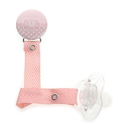 Personalized Monogram Chevron Polka Dot Pacifier Clip