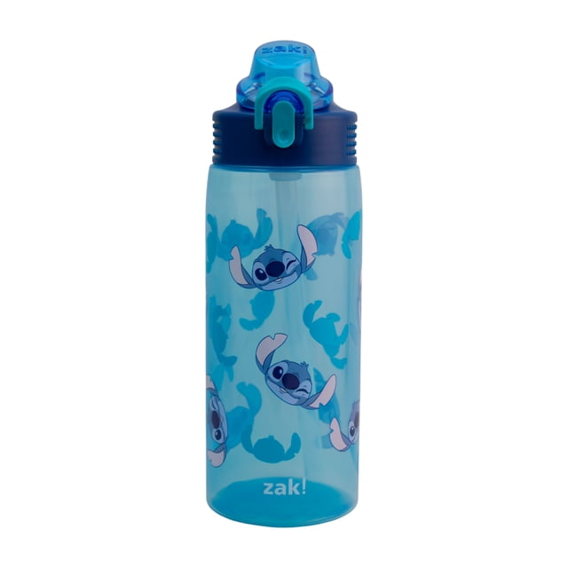 Botella de Agua Sage, Diseño Rostros Stitch, Botella con Tapa Push-Up, Popote de Silicón y Agarradera, Capacidad 739 ml, Color Azul