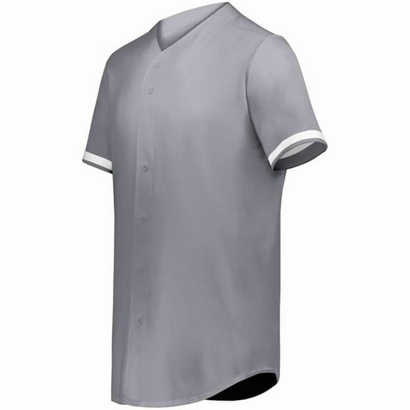 Augusta Sportswear 6909.R04.M Cutter Plus Full Button Baseball Jersey, Graphite & White - Medium