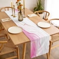 thumbnail image 3 of Marble Pink Table Runner - 108 Inch Long, Kitchen Dining Table Runner Dresser Scarves, Gold White Modern Gradient Ocean Wavy Ripple Farmhouse Decor for Coffee Tables Wedding Party Banquet, 3 of 8