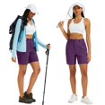 thumbnail image 6 of Women's 7" Quick Dry Hiking Cargo Shorts Water-resistant Lightweight Golf Athlectic Casual Shorts with 5 Pockets Purple M, 6 of 9