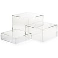 thumbnail image 1 of Displays2go Clear Hollow Bottom Acrylic Cube Nesting Risers, Set of 3 (ACCUBEPC), 1 of 1