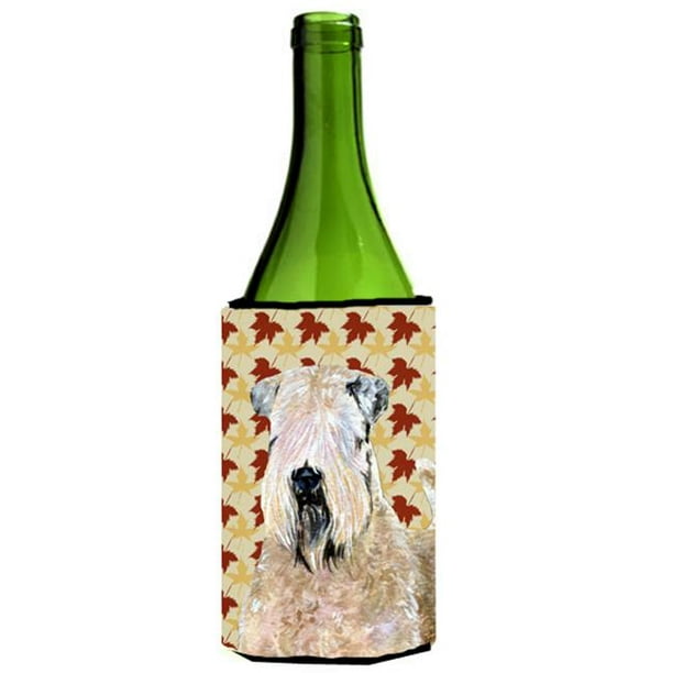 Feuilles d'Automne Enduites Molles Wheaten Terrier Portrait Bouteille de Vin sleeve Hugger