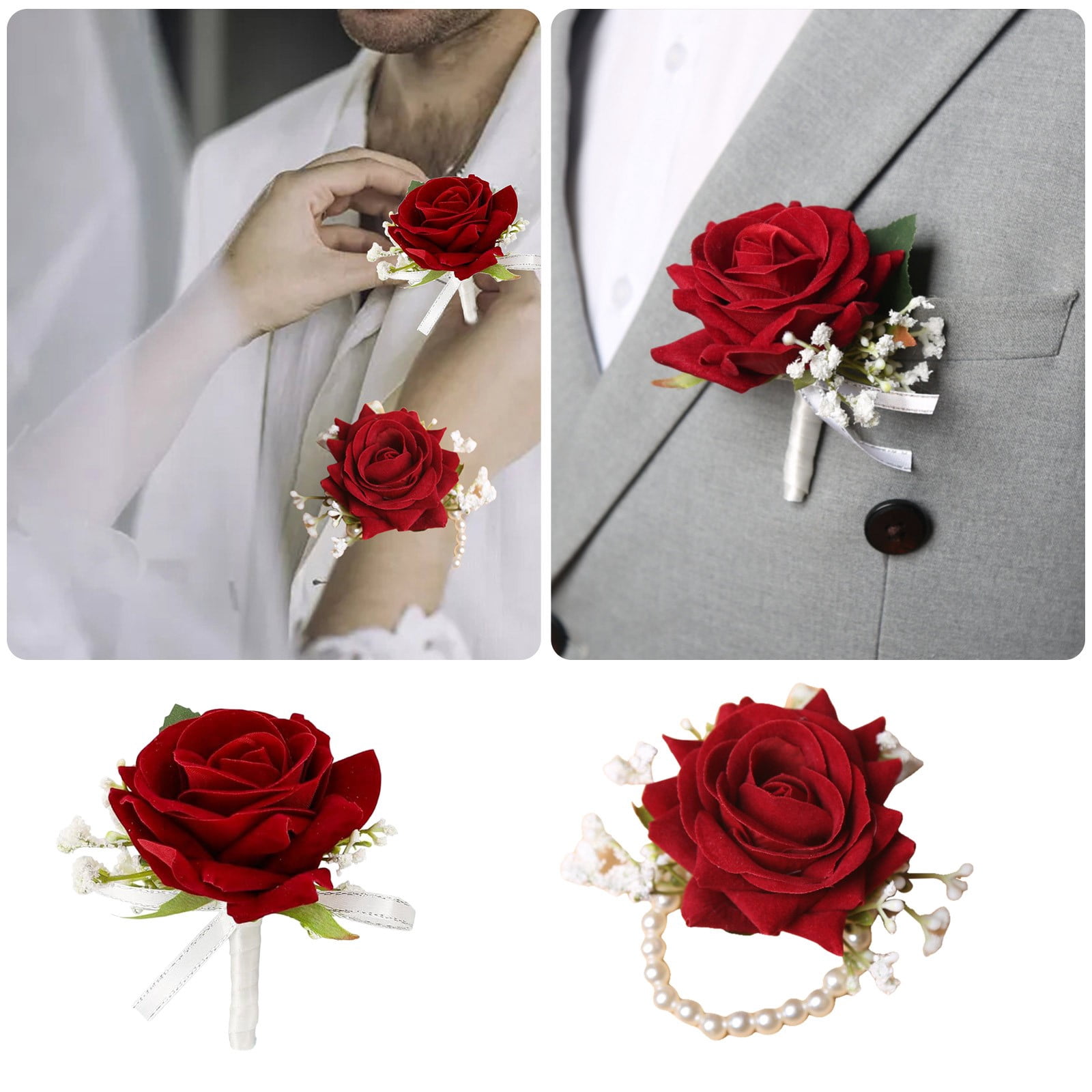 Boutonnières Homme Mariage Rose Broche Bruiloft Co... – Vicedeal