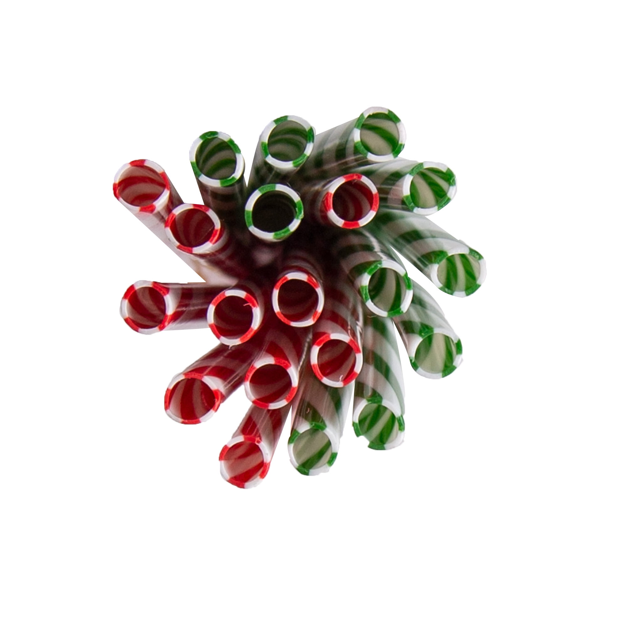 Christmas Foil Straws 25 Pack Red and Green Striped Christmas Straws,  Tinsel Straws, Holiday Party Straws 