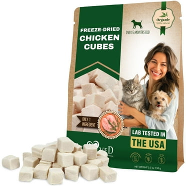 Beloved Pets Freeze Dried Chicken Treats for Cats and Small Dogs - All Natural Meat Cubes Raw Pet Food - Human Grade High-Protein Snacks & Grain-Free Jerky Chews - Lab Tested in the USA