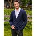 thumbnail image 4 of Kallspin Men's Wool Blend V-Neck Cable-Knit Cardigans Sweaters(Navy Blue, 3X-Large,Tall), 4 of 7