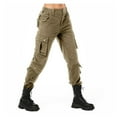 thumbnail image 2 of BiZtdJrK Womens Casual High Waisted Cargo Pants with Pockets Solid Color Straight Leg Pants Y2K Streetwear Outdoor Work Trousers, Khaki, XL, 2 of 6