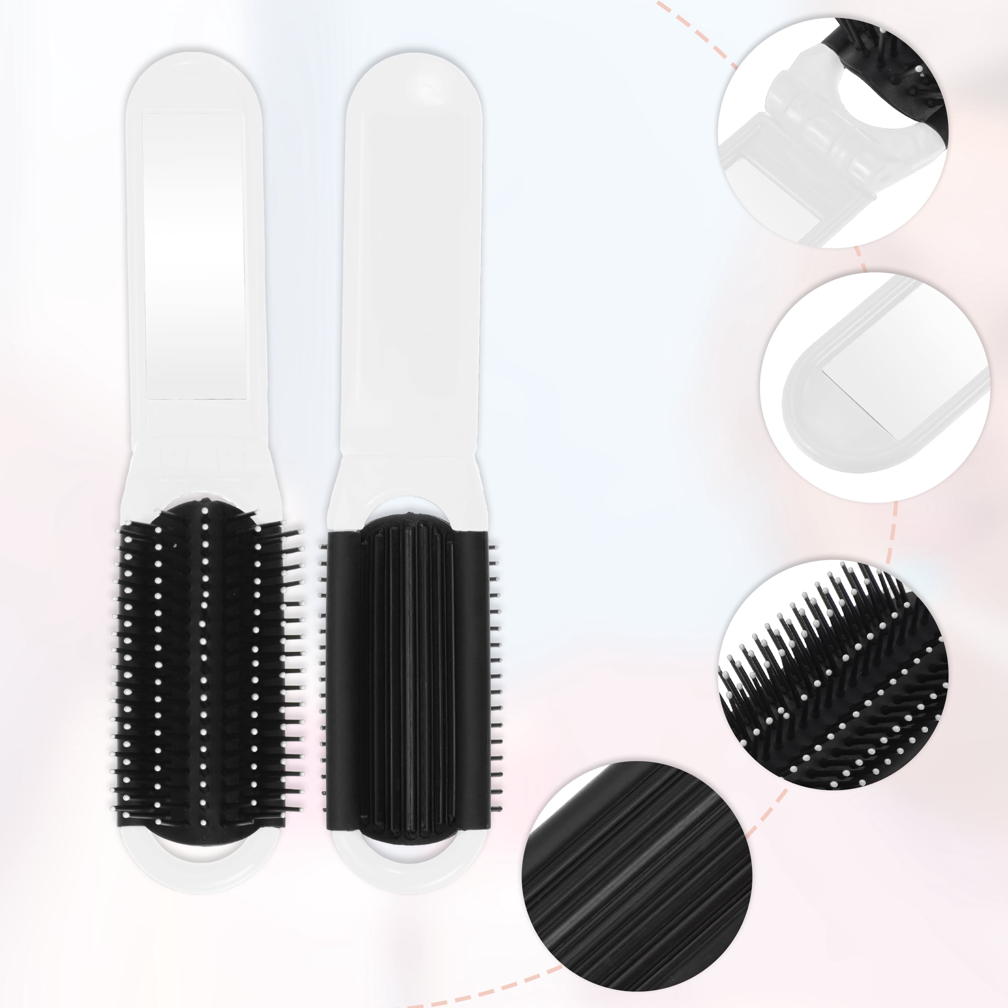 Unique Bargains 1Pc Portable Foldable Mirror Comb White