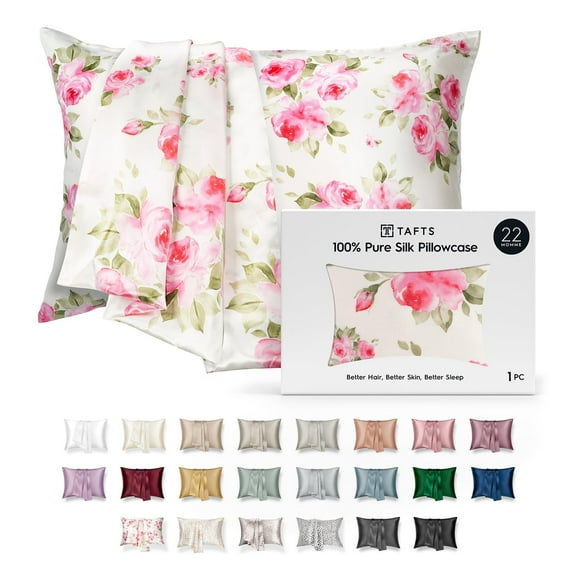 Tafts Taies d'Oreiller en Soie - 22mm 100 % Pur Mûrier 6A Taie d'Oreiller en Soie pour Cheveux et Peau avec Fermeture Enveloppe Rafraîchissante Naturelle Organique Double Face (Rose King 20x36)