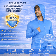 INGEAR Mens Lightweight SPF 50+ UV Protection Hoodie, Long Sleeve Rashguard with Pocket, Navy , XL
