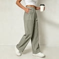 thumbnail image 7 of Atkumj Cotton Linen Pants for Women with Pockets High Waist Button Straight Leg Trouser Pants Casual Solid Color Women Baggy Pants for Everyday Outfit S, 7 of 7