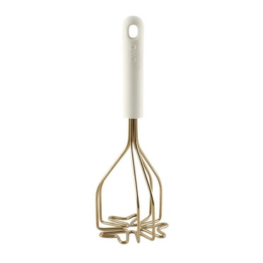 Cook with Color Stainless Steel Potato Masher for Kitchen, Dishwasher Safe, Cream & Gold