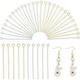 thumbnail image 2 of 160 pcs 40mm(1.57 inch) 304 Stainless Steel Head Pins Findings 21 Gauge(0.7mm) Open Eye Pin for Earring Pendant Bracelet Necklace Jewelry DIY Craft Making Golden/Silver, 2 of 7