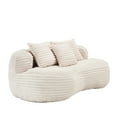 thumbnail image 3 of MOONMISS Corduroy Upholstered Durable Comfort Lounger Bean Bag Lazy Sofa with 3 Pillows-Beige, 3 of 5