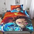 thumbnail image 4 of Ensemble de Literie Demon Slayer Anime Personnes Pièces Impression Animation Housse de Couette en Microfibre avec Fermeture Éclair, 4 of 5