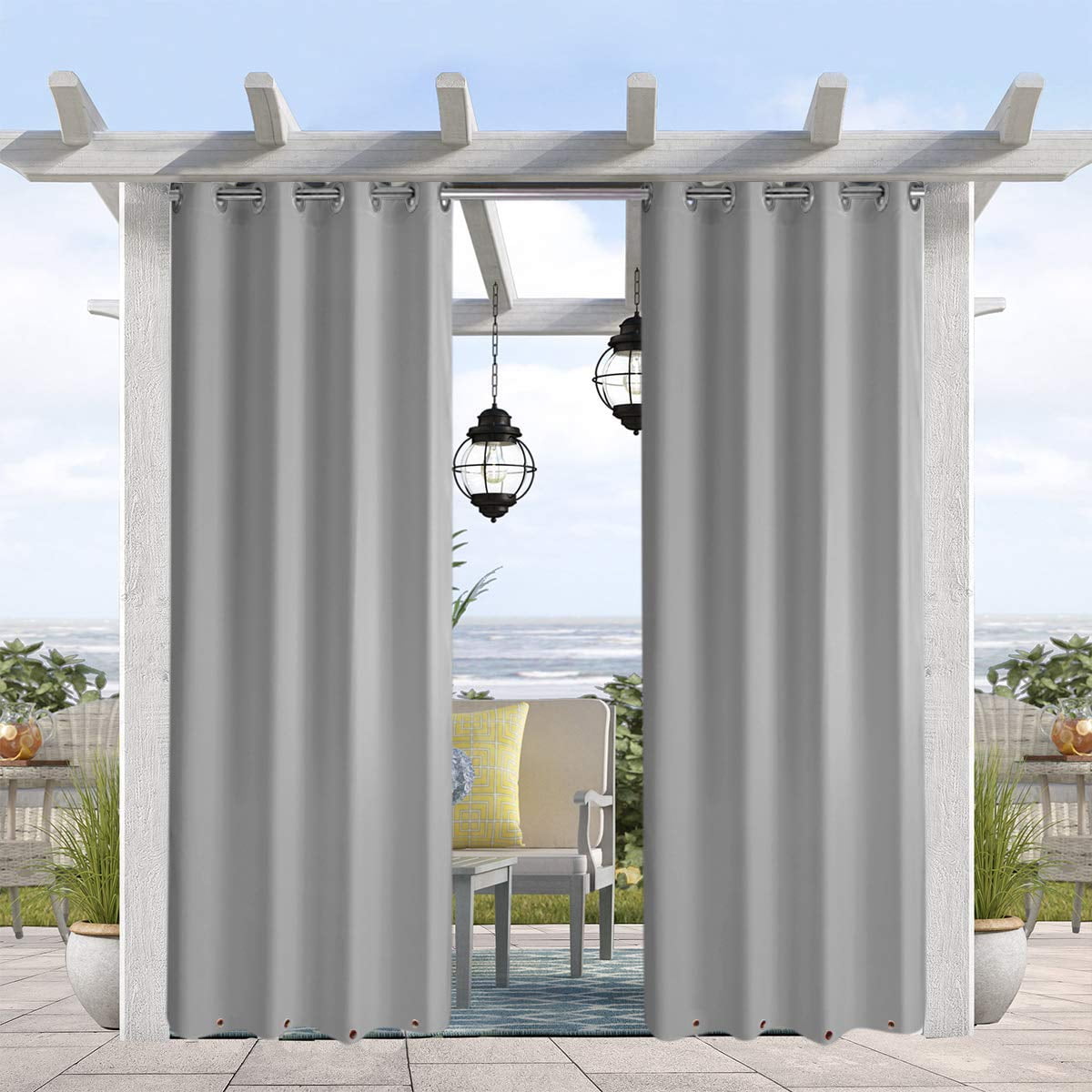 Pro Space Indoor/Outdoor Curtains Grommet Curtain on Top and Bottom 1
