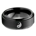 thumbnail image 2 of Tungsten Yin-Yang Band Ring 8mm Men Women Comfort Fit Black Step Bevel Edge Brushed Polished Size 12, 2 of 4