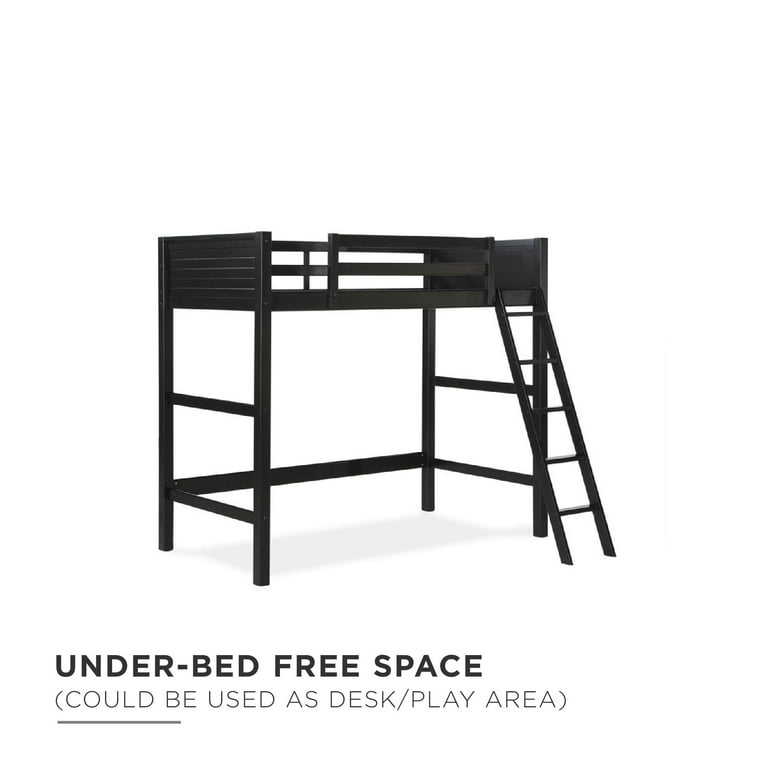 Your Zone Kiarah Twin Loft Bed with Ladder, Black - Walmart.com