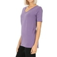 thumbnail image 4 of Zenana Women & Plus Size Cotton V-Neck Short Sleeve Casual Basic Tee Shirts, 4 of 4