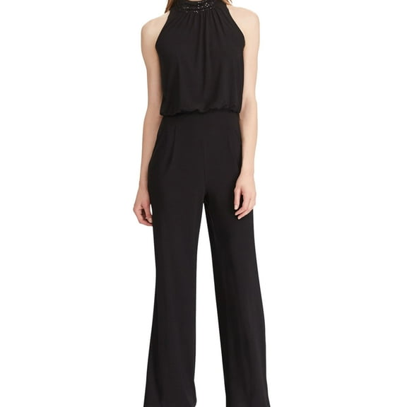 American Living Womens Sequin Jumpsuit, Black, 4