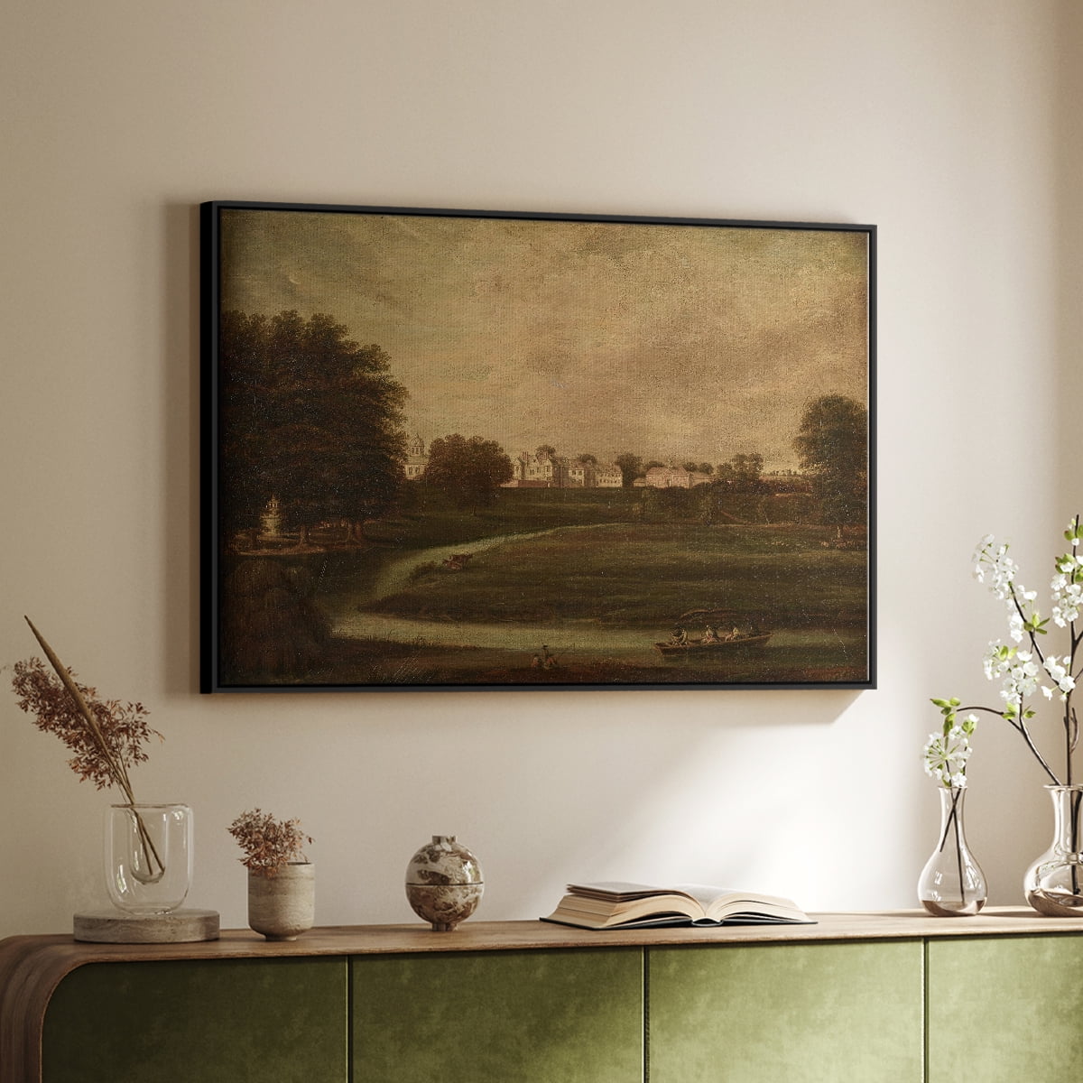 Vintage Landscape-CCCXX By Wexford Home Framed in Black Wood Gallery Wrapped Canvas 27 in. x 41 in.