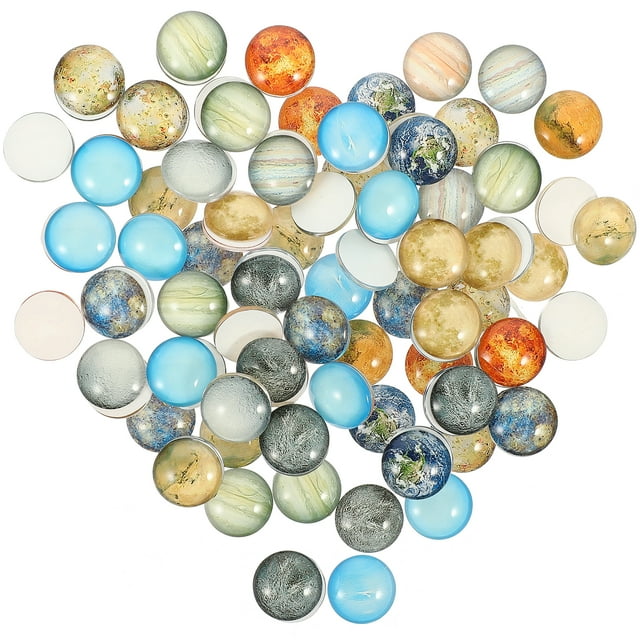 Miangastore 100Pcs Luminous Glass Craft DIY Gemstone Round Planet Patches Jewelry Making Gemstone